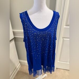 Jennifer Lopez Royal Blue Tank with Gold Details